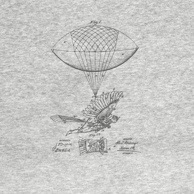 Flying Machine Vintage Patent Drawing Funny Novelty T-Shirt by TheYoungDesigns